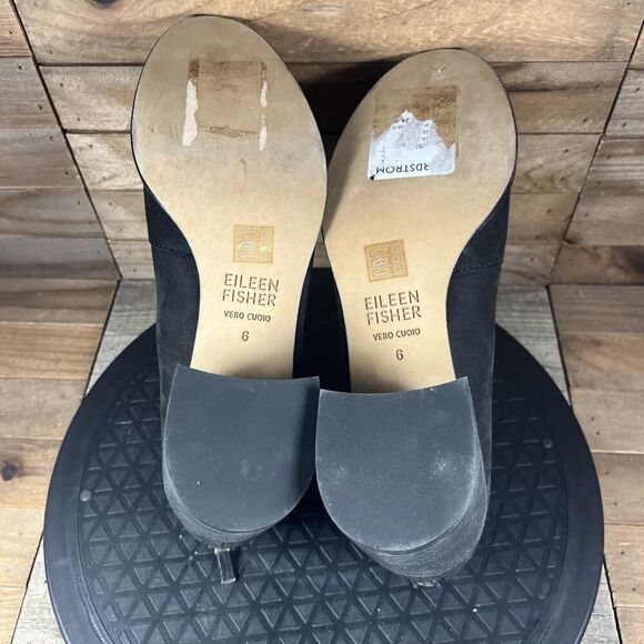 Eileen Fisher Womens Size 6 Bren Ankle Block Heel Black Leather Zip Boots - Picture 9 of 10